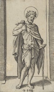 Saint Job, portant un manteau, de la série 