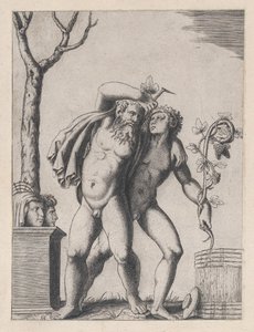 Speculum Romanae Magnificentiae : Jeune et vieux Bacchant - Marcantonio Raimondi