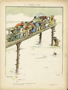 Illustration de Marcel Capy dans Le Lire, 24/08/12 - Comment faire ? - Loisirs, Urbanisme, Marine, Baignade, Foule - Marcel Amable O.L. Capy