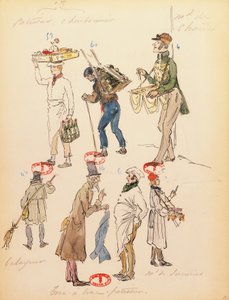 France, Paris, croquis de costume pour figurants dans l