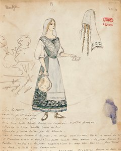 France, Paris, Esquisse de costume pour Michaela pour Carmen de Georges Bizet - Marcel Multzer