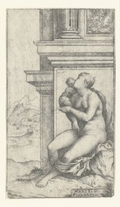 Femme avec enfant assise près d