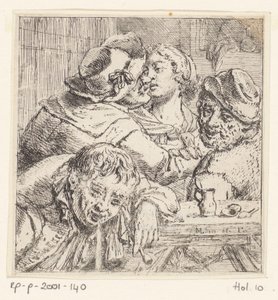 Quatre figures dans un intérieur de taverne - Marcellus Laroon