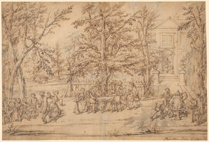 Fête de jardin dans une maison de campagne - Marcellus Laroon II