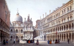 La Cour du Palazzo Ducale, Venise, gravée par Brizeghel
