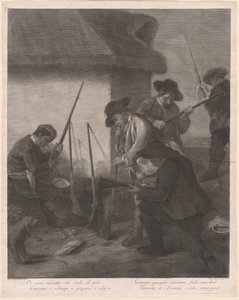 Servi Cacciator... (Serviteurs préparant les fusils pour la chasse) - Marco Alvise Pitteri after Pietro Longhi