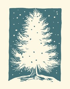 Arbre de Noël blanc, 2023 (linoléum sur papier)