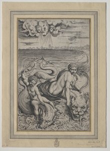 Amour et Cupidon portés par des dauphins, 1500s