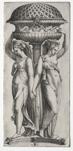 La Cassollette : Femmes Soutenant une Urne, c. 1520-27 - Marco Dente
