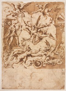 Grotesque avec un satyre nourrissant un dragon (recto) - Marco Marchetti