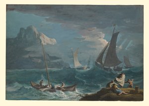 Bateaux de pêche dans la tempête - Marco Ricci