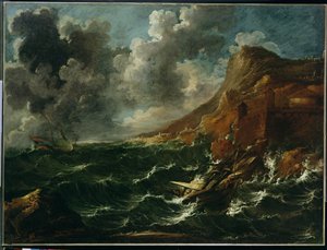 Navires dans une tempête, vers 1705-08