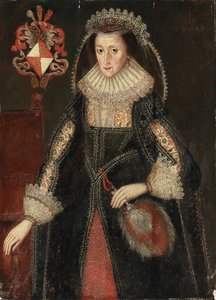 Portrait de Lady Eleanor Dutton, trois-quarts longueur, en robe élégante, debout à côté d