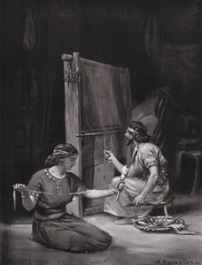 Un métier à tisser babylonien (lithographie) - Margaret (after) Dovaston