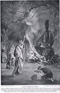 Sacrifice humain par les druides, illustration tirée de "Hutchinson