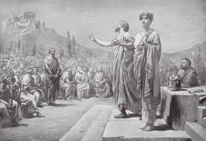Périclès plaidant pour Aspasie (litho) - Margaret (after) Dovaston