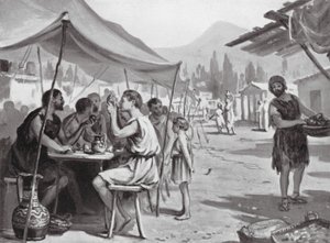 Spartiates mangeant aux tables publiques (litho) - Margaret (after) Dovaston