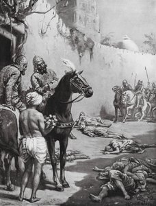 La fin des moines bouddhistes, 1193 ap. J.-C. (lithographie) - Margaret (after) Dovaston
