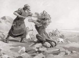 Tiglath-Pileser tuant un lion, tiré de Hutchinson