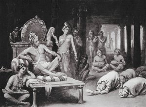 Vikramanka Chalukhya envoie une lettre amicale à Kulottunga Chola (litho) - Margaret (after) Dovaston