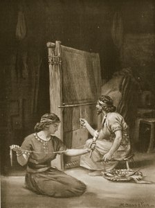 Un métier à tisser babylonien, illustration tirée de l