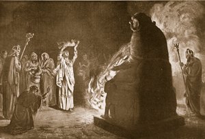 Un sacrifice phocéen à Moloch, illustration tirée de "Hutchinson