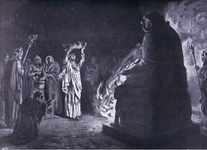 Sacrifice phénicien à Moloch (lithographie) - Margaret Dovaston