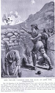 Comment le soldat Vaughan a obtenu la DCM à Lone Pine Dardanelles août 1915 (litho) - Margaret Dovaston