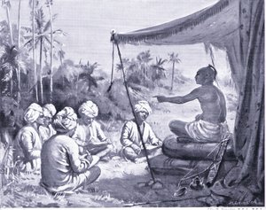 Kulottunga Chola donne des instructions à ses géomètres 1086 AD (litho) - Margaret Dovaston