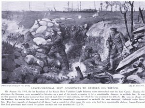 Le caporal Best reçoit une médaille de guerre pour avoir commencé à reconstruire sa tranchée près du canal de l