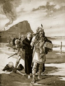 Le pillage de Lindisfarne, illustration tirée de "Hutchinson