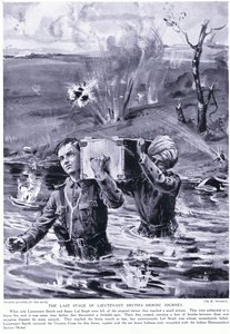 La dernière étape du voyage héroïque du lieutenant Smyth : Décoré de la Croix de Victoria en mai 1915 (lithographie) - Margaret Dovaston