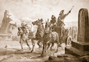 Tiglath-Pileser IV devant la citadelle de Turushpa, illustration tirée de "Hutchinson
