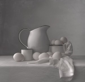 Pichet blanc pour œufs frais - Margareth Perfoncio