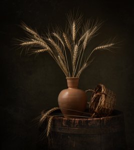 Nature morte représentant la récolte du blé