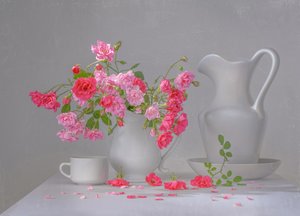 Nature morte à la rose rose - Margareth Perfoncio