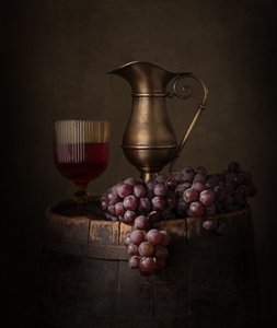 Nature morte rustique avec du vin - Margareth Perfoncio