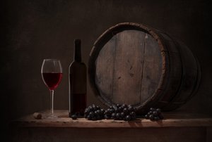 Nature morte rustique avec du vin - Margareth Perfoncio