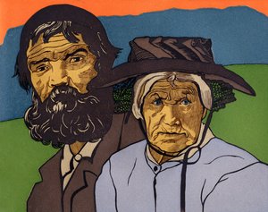 Couple de vieux paysans du Valais (Suisse)