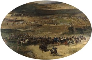 La reine Maria Christina passant en revue les troupes, 1866-1867 - Marià Fortuny