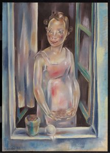 Jeune fille à une fenêtre ouverte, c.1924 - Maria Blanchard