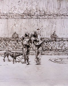 Musiciens arabes devant un roi maure, vers 1870-71 (plume et encre sur papier vélin)