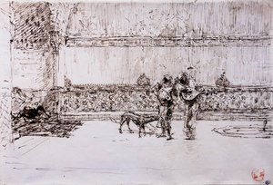 Musiciens arabes devant un roi maure, vers 1870-71 (plume et encre sur papier vélin)