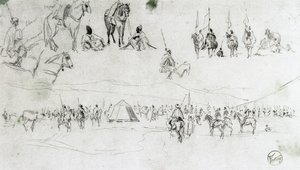 Paysage avec militaires espagnols et Maures - Mariano Fortuny y Marsal