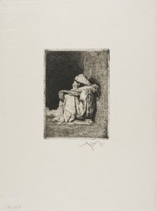 Arabe assis, les mains croisées sur les genoux - Mariano Fortuny y Marsal