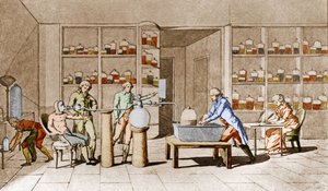 Antoine Laurent de Lavoisier (1743-1794), chimiste français, fait une expérience sur la respiration de l