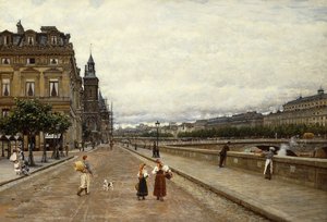 Tôt le matin le long de la Seine - Marie Francois Firmin Girard