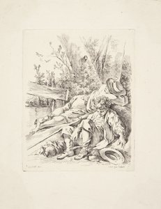 Deux garçons dormant contre un arbre - Marie Jeanne Boucher