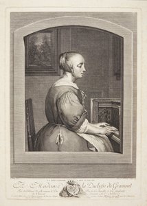 Une femme néerlandaise jouant du clavecin, vue à travers une fenêtre - Marie Louise Adélaïde Boizot