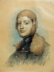 Portrait de Georges Guynemer (1894-1917), pilote de guerre français. Dessin de février 1916. Dessin de Marie Louise Catherine Breslau (1856-1928)